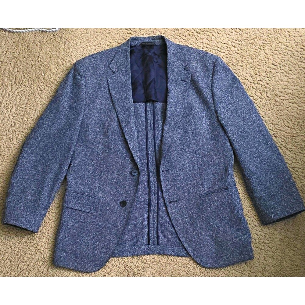 HUGO BOSS Men’s Blue Tweed Herringbone Blazer Elbow Patches 42S
